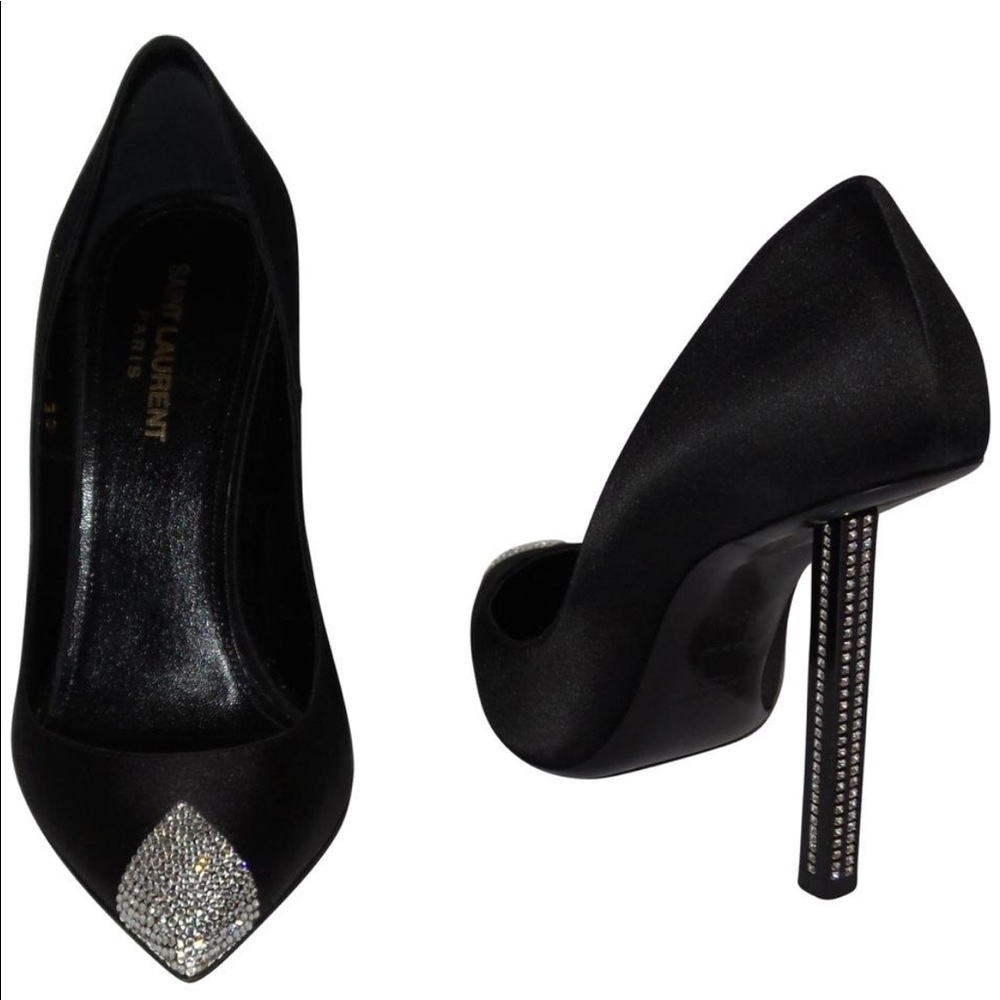 SAINT LAURENT YSL TOWER SATIN EMBELLISHED Pumps